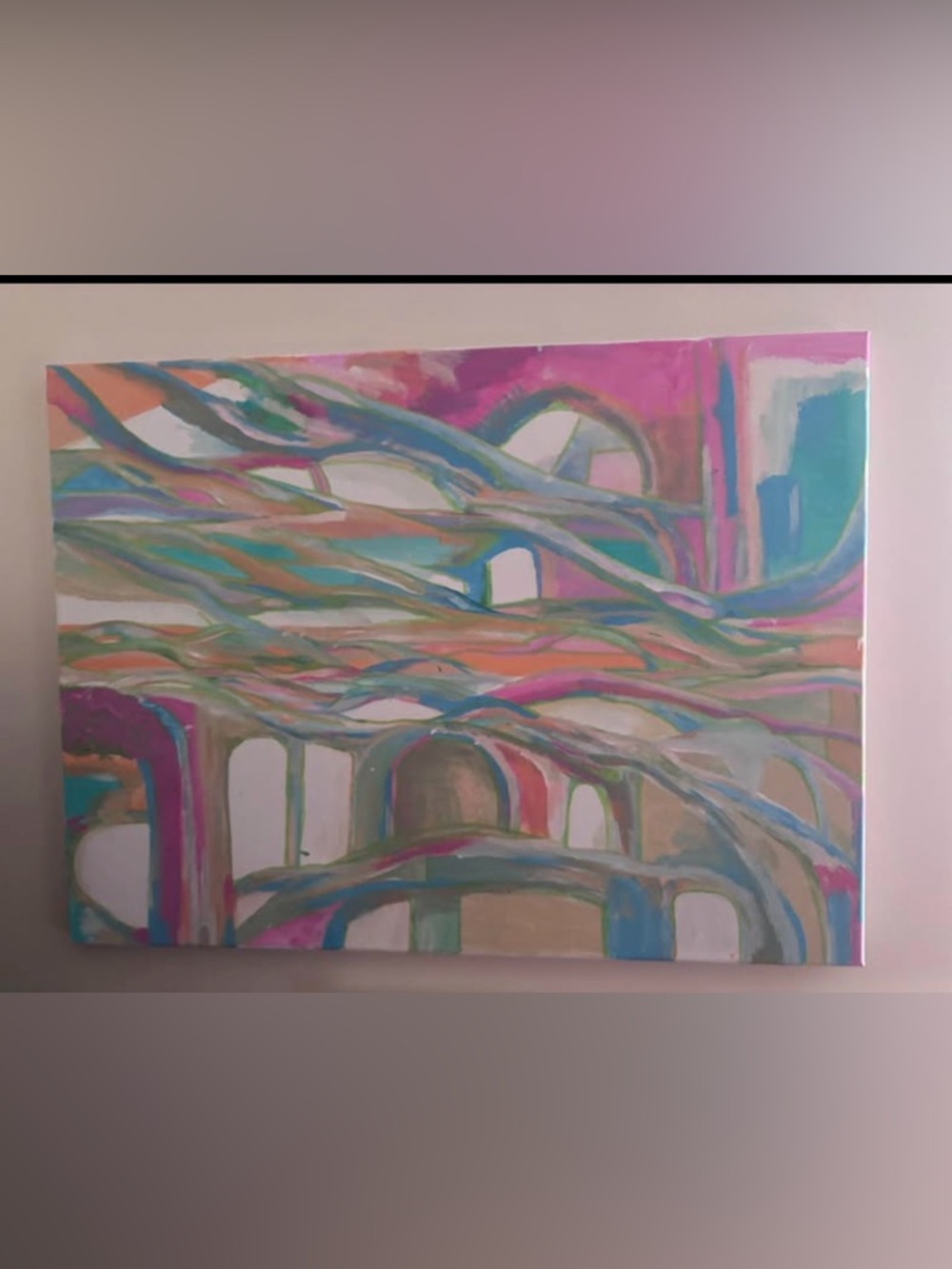 Abstract Pastel Archway Canvas Wall Art - Multicolor
